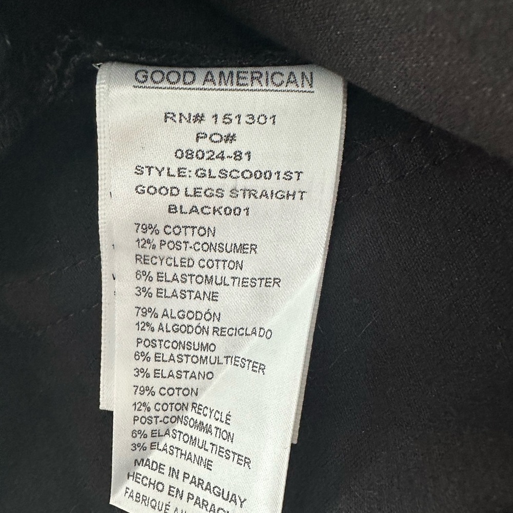 Good American Black Straight Good Legs Jeans Size 8 NWT 27.5”Inseam - Picture 6 of 11